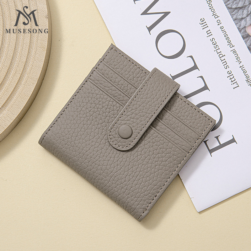 Women's Top Layer Cowhide Wallet Card Bag Integrated Ultra-thin Mini Simple Zipper Coin Bag Korean Genuine Leather Cross-border Style