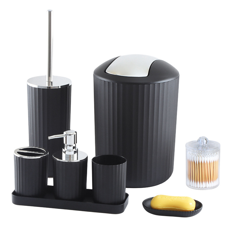 Juego de Accesorios de Baño de 8 Piezas de Plástico y Acero Inoxidable