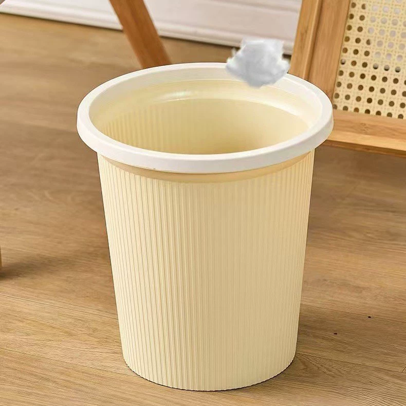 Trash Can, Light Luxury Ins Style, Lidless Ribbed Design, Medium–Extra Large