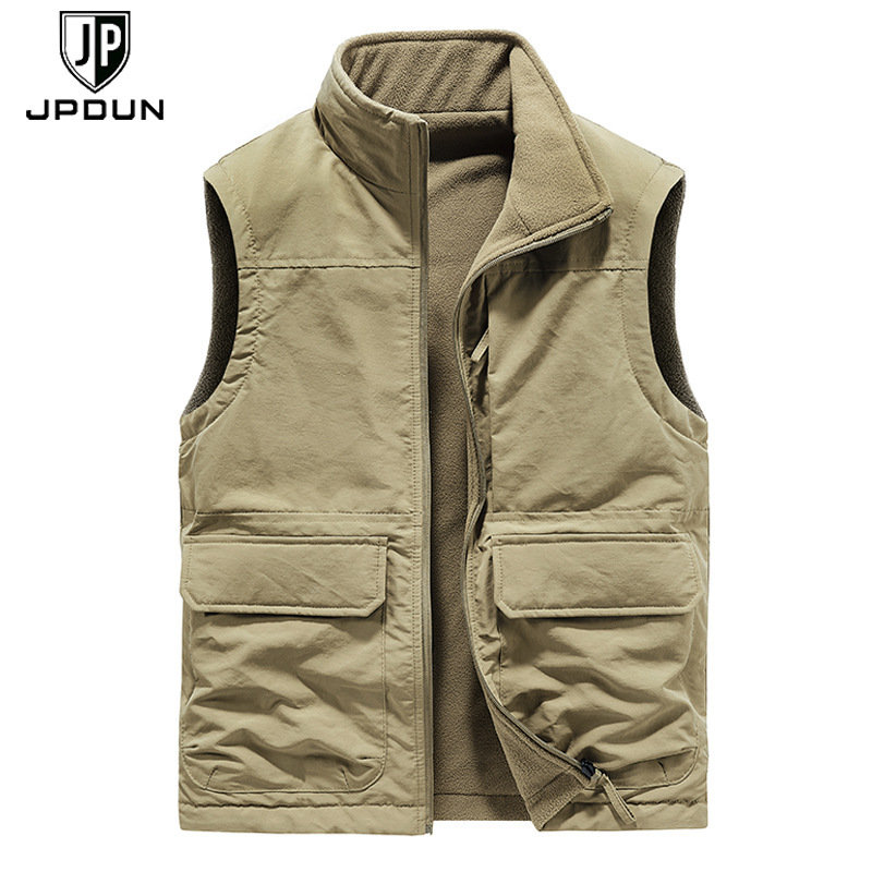 秋冬男士户外马甲男双面穿多口袋休闲保暖工装马夹背心无袖外套男