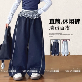 女童直筒休闲裤2026春秋新款儿童大童女孩运动卫裤阔腿洋气初中生