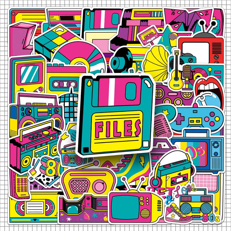 50 retro 80 s stickers color cartoon graffiti waterproof decoration thermos cup luggage notebook stickers 50 retro 80 s stickers color cartoon graffiti waterproof decoration thermos cup luggage notebook stickers