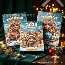 跨境创新设计2026 Highland Cow WallCalendar软萌高地牛小摆件