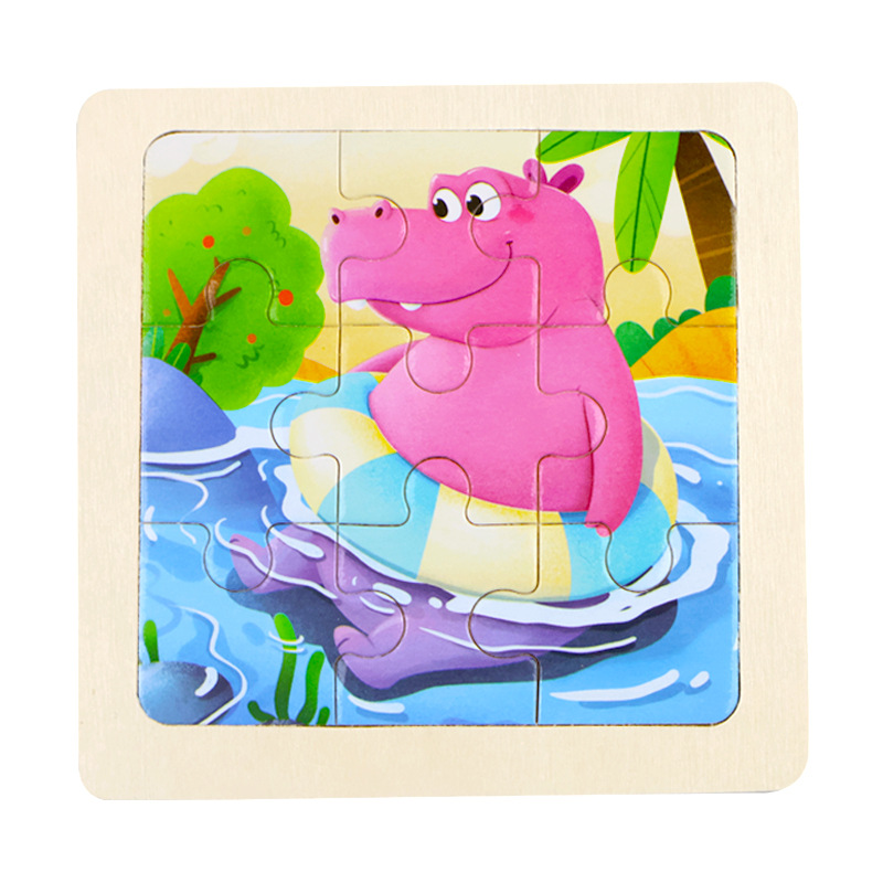 Fábrica directa de niños pequeños 9 piezas de dibujos animados de madera plano rompecabezas puzzle puzzle juguetes de educación temprana para bebés image 13