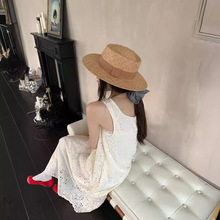 实拍2024夏季新款韩国chic气质好质感镂空蕾丝无袖连衣裙气质长裙