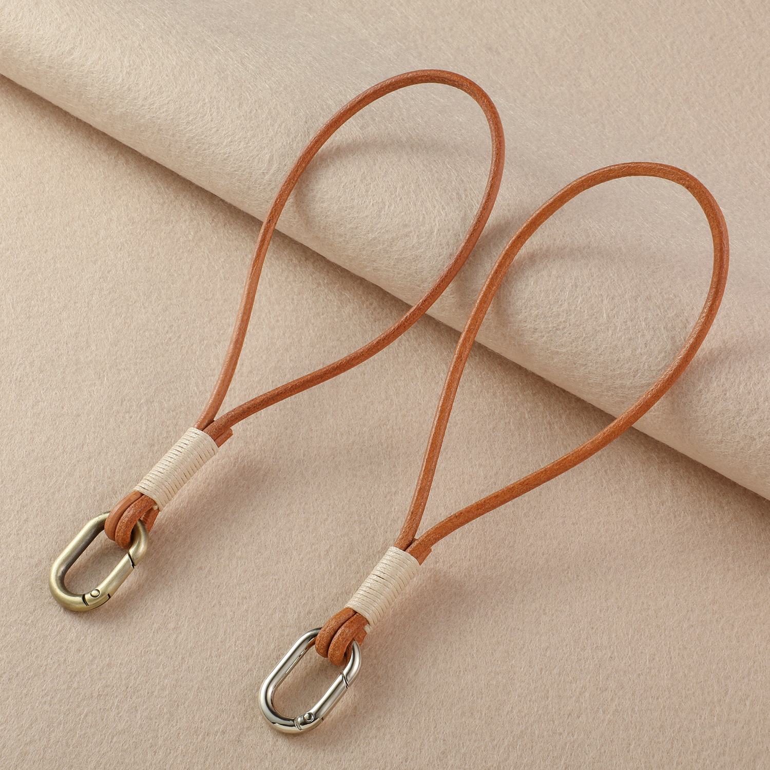 简约头层牛皮钥匙扣链防丢手腕带挂脖相机挂绳手工编织牛皮绳结实