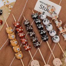 国风手绘陶瓷动物狐狸熊猫中式散珠珠子手工diy串珠饰品材料配件