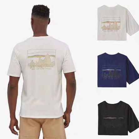 外国貿易夏の山峰プリントカジュアルゆるい丸首半袖tシャツ男女カップル服|undefined