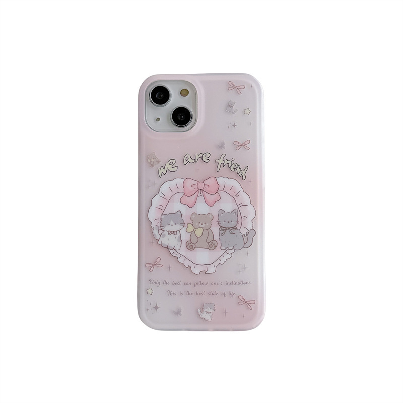 Girl ins Love Bear Cat Adecuado para Apple 16ProMax Funda para teléfono iPhone 13/14 Pulsera 15 Nuevo