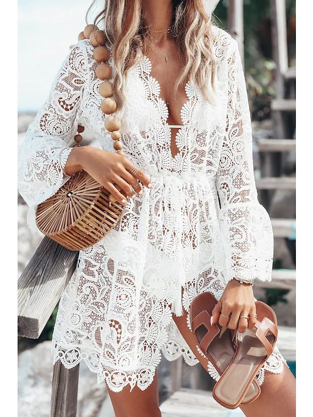 Womenu0027S Sexy Solid Color Polyester Cover Ups