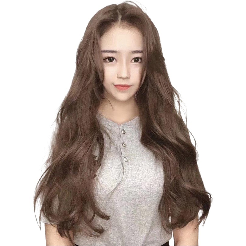 Peluca europea y americana de las mujeres negro de longitud media pelucas de pelo rizado largo mecanismo de seda de alta temperatura pelo largo onda grande peluca cabeza cubierta al por mayor