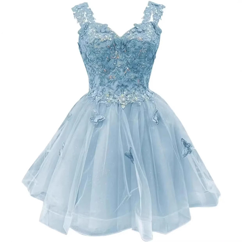 AliExpress foreign trade sheer tulle ball gown with three-dimensional butterflies, short fairy-style forest-themed party banquet birthday dress AliExpress foreign trade sheer tulle ball gown with three-dimensional butterflies, short fairy-style forest-themed party banquet birthday dress