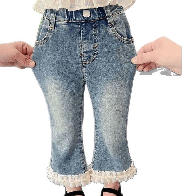 Nuevo estilo coreano de ropa de primavera y otoño, jeans, pantalones de encaje de moda para niños, pantalones de moda para niños