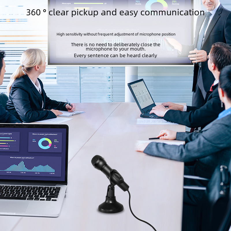Computer wired microphone, network karaoke live microphone with base, standing microphone, mini computer small microphone