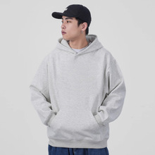 潮牌纯色连帽卫衣男士美式高街重磅宽松休闲480g情侣加绒帽衫跨境