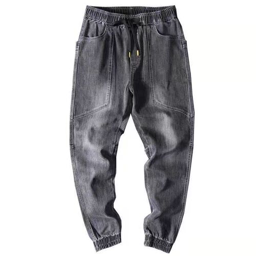 Men's Spring and Autumn Fashionable Loose-fit Quality Men's Trendy Brand Jogger Pants with Drawstring Cuffs, Large Size Casual Trousers