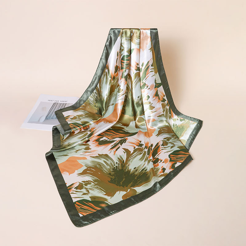 Square Satin Silk Scarf Trendy Versatile Shawl For Women_voghion.com