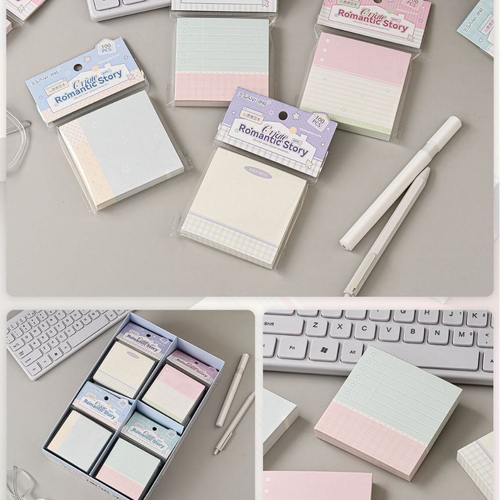 Inswind dibujos animados papel de notas no adhesivo cuaderno de notas de página de color para estudiantes de papel de notas de alto valor facial