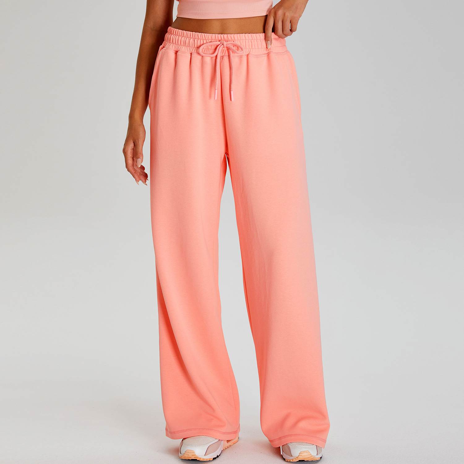 Pantalones deportivos delgados y ligeros transfronterizos, pantalones anchos casuales sueltos, pantalones de fitness con cordón elástico para deportes al aire libre para mujer