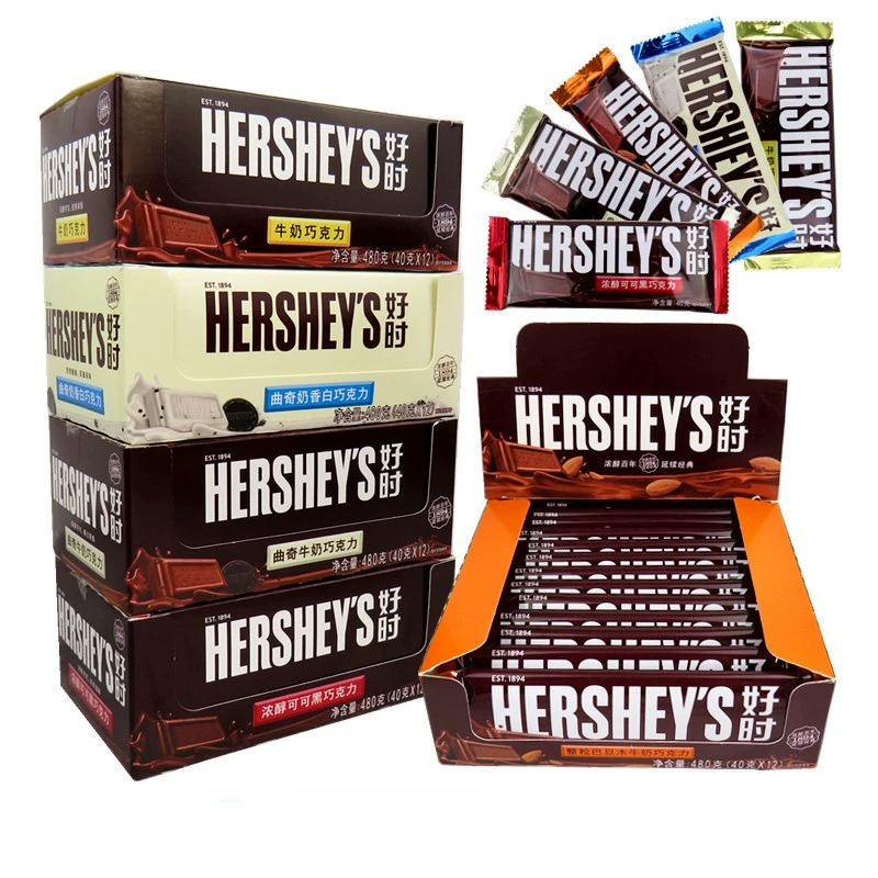Шоколадные батончики Hershey's 40г*12 штук, темный шоколад, печенье, белые конфеты с миндалем, популярные закуски оптом