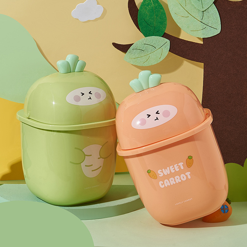 Radish rocking lid trash can home living room bedroom super cute with lid cute girl creative cute flip pull-up tube