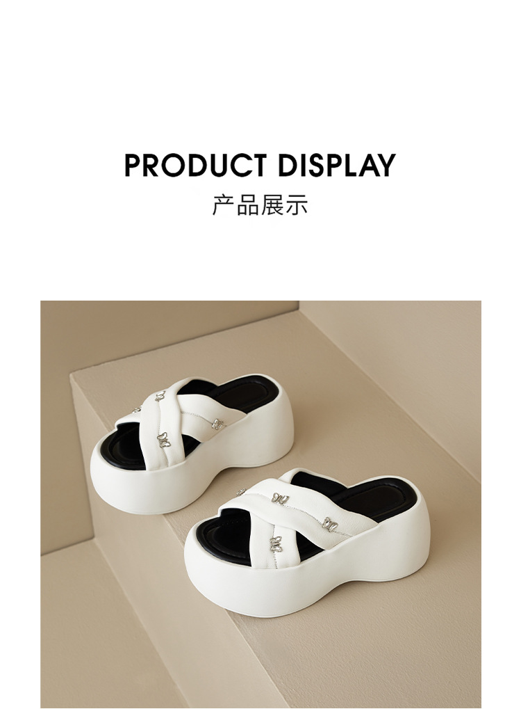 Dép sandal nữ quai chéo hở mũi đế bánh xốp dày dáng nhỏ — Màu trắng sữa chi tiết 14