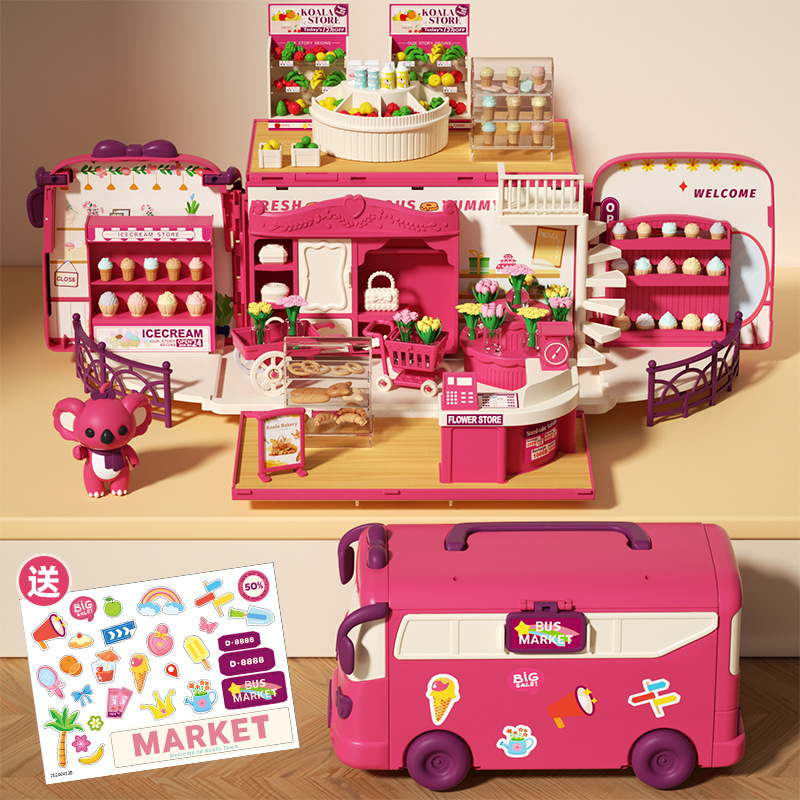 Koala Diary Bus Casa de juegos Chica Sorpresa Variedad Koala RV Niños Simulación Casa de muñecas Juguetes de escena