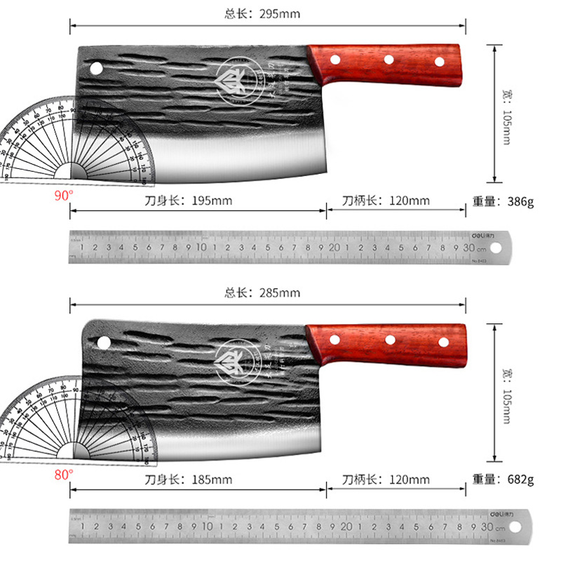 Cuchillo de corte de hueso forjado engrosado para la fábrica de carniceros cuchillo de cocina profesional de carniceros domésticos cuchillo de cocina de tiburón negro forjado