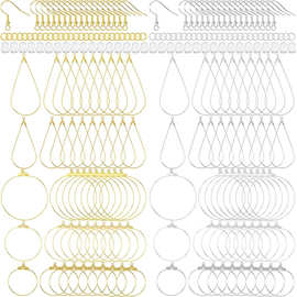 700pc 椭圆水滴衣架耳钩耳塞 三款圆形DIY耳饰配件 耳环耳坠制作