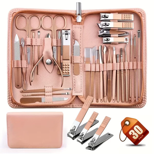Cross border stainless steel 30 piece suit zipper bag nail clippers pedicure knife nail clippers suit nail tools