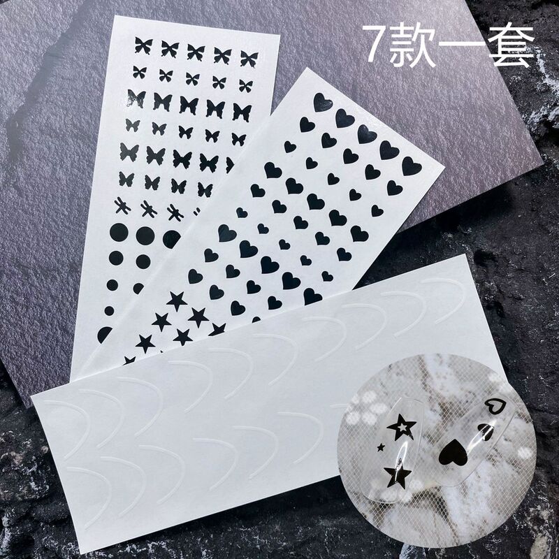 Nail Art New 2022 Dual-use Black and White Two-color Spray Nail Sticker Love Butterfly Nail Sticker Hollow-out Sticker