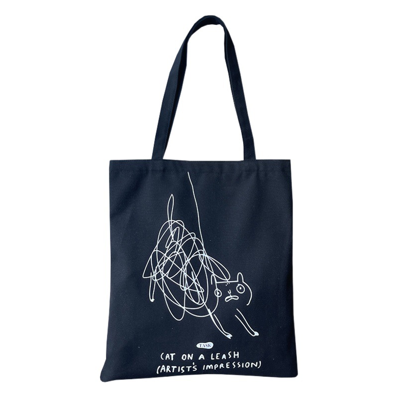 Nicho personalizado graffiti diseño lindo gato de un solo hombro bolsa de lona mujer verano Portátil Bolsa de cercanías