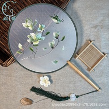 新款苏绣扇子刺绣团扇舞蹈扇摆摊批发古风汉服工艺扇手工舞扇扇骨