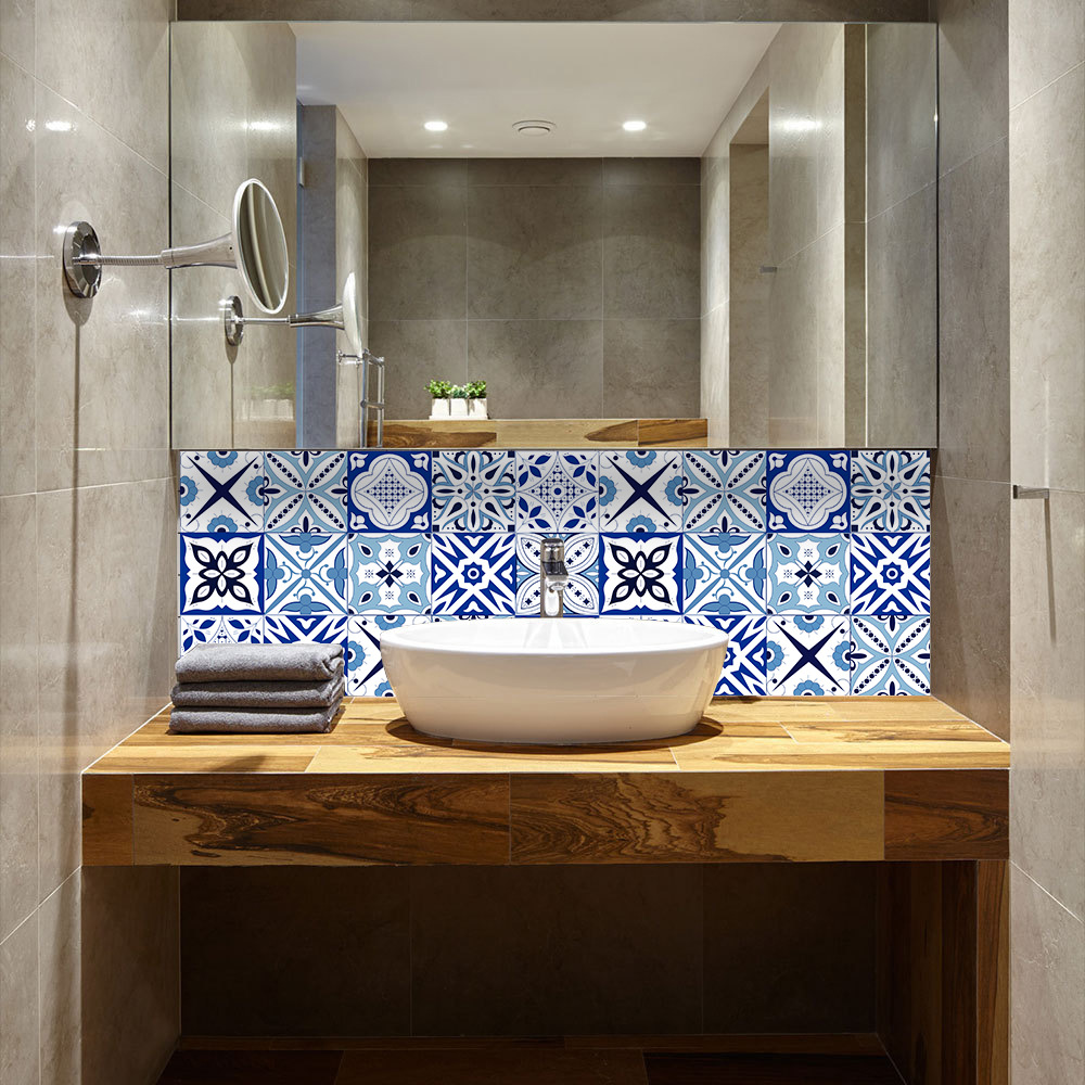 Estilo europeo simulación azulejo pegatinas hogar renovación cocina gabinete decoración autoadhesiva extraíble pegatinas de pared MZ-2-211