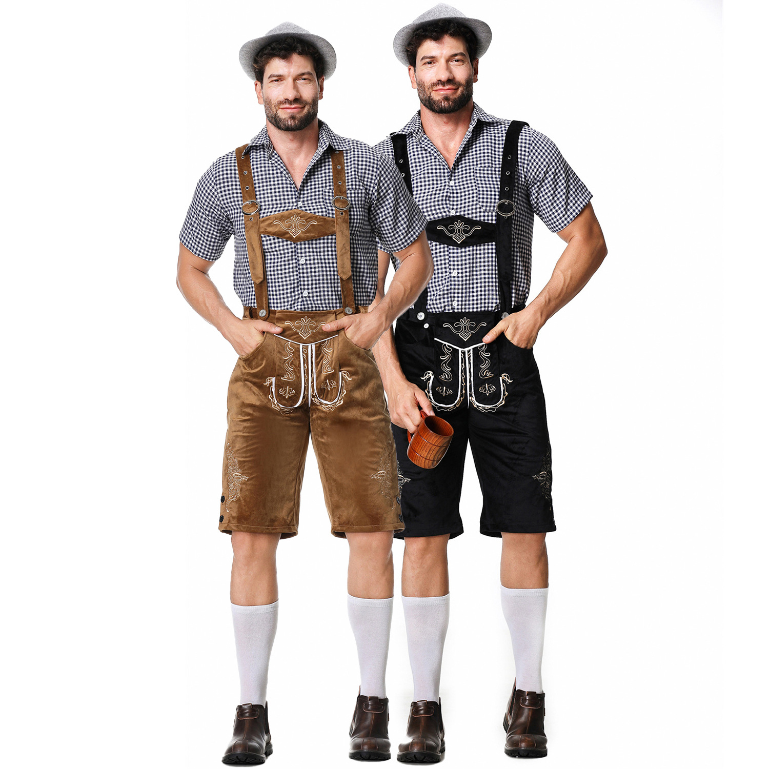thumbnail image 1 of Disfraces de Halloween 2024 M-XXL Traje de cerveza para hombre, traje con pechera, traje de cerveza alemán, traje de fiesta, camisa a cuadros, traje de actuación en el escenario, 1 of 5