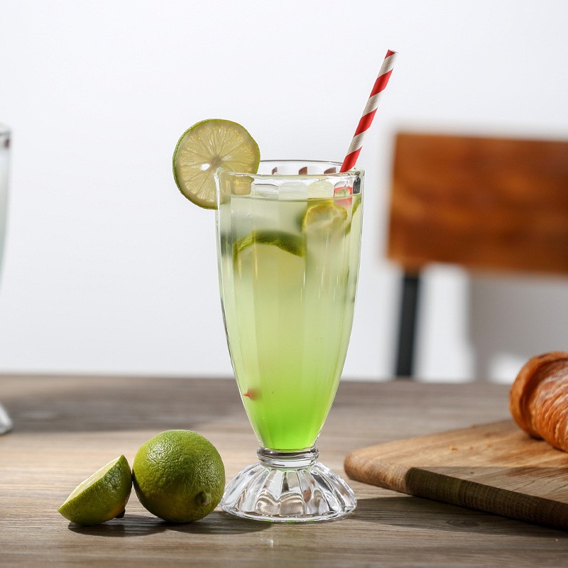 Taza de helado al por mayor taza de jugo taza de té de leche de vidrio taza de postre taza de helado creativo batido taza de helado