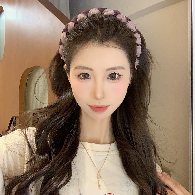 新款高级感发箍洋气日常外戴时尚波浪刺绣头饰可爱甜美元气气质百|undefined