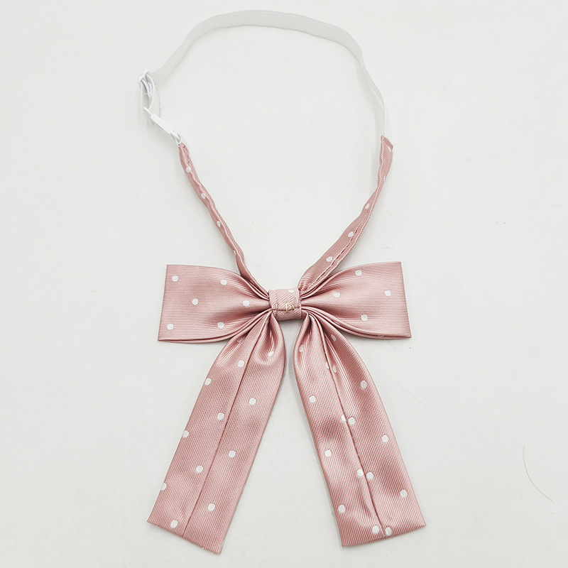 Chicas con lunares pequeños, cuello de mango largo, basin jk pajarita, Japón y Corea del Sur, arco casual, color sólido, fabricante, spot al por mayor