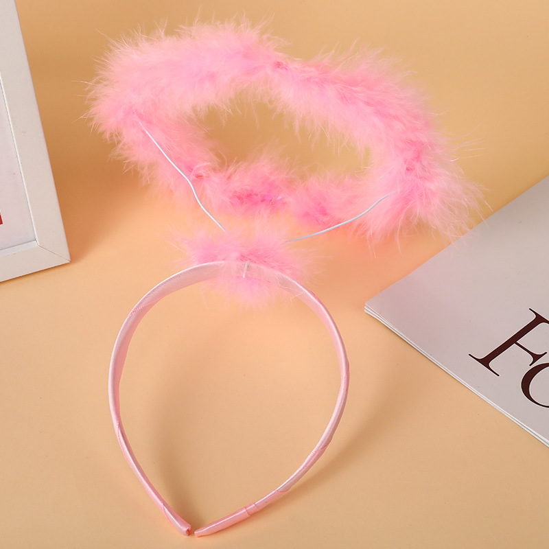 Halloween Christmas festival party dance performance hair accessories white feather angel ring headband devil horn headband