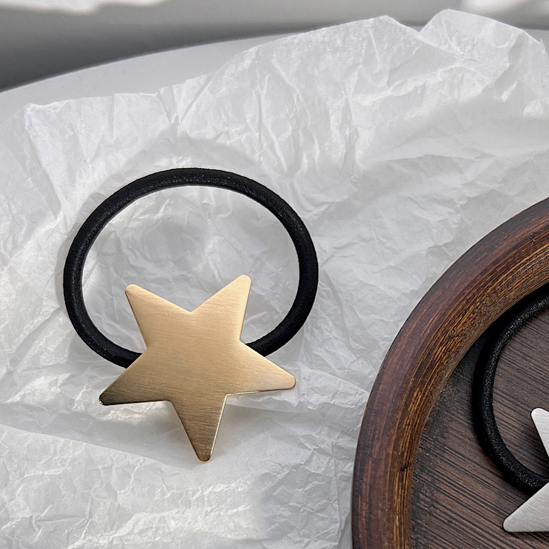 Gold, Silver Color Simple Golden Silvery Solid Color Pentagram Shape Alloy Hair Tie