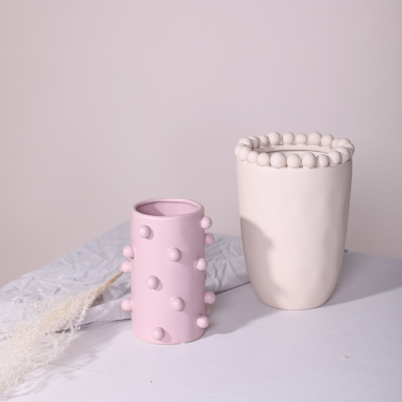 Moderno simple creativo florero de cerámica decoración sala de estar arreglo de flores secas flor falsa mesa de comedor escritorio del hogar Decoración suave