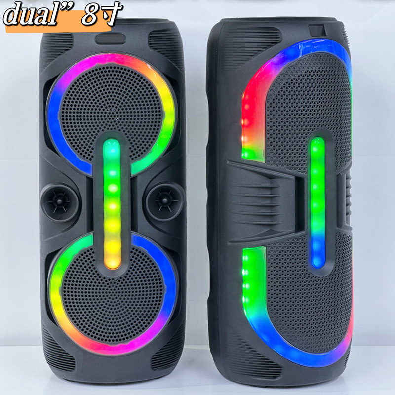 2025 New Portable Trolley Audio High Power Outdoor Strap Subwoofer Bluetooth Speaker Colorful Rotating Light
