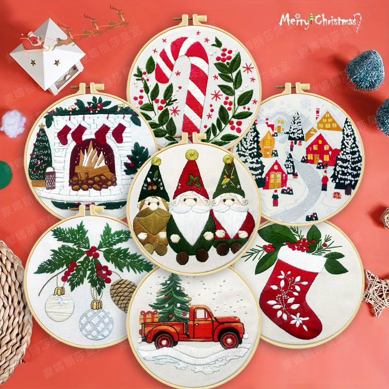 2025 Navidad transfronteriza nueva colección de bordado de Navidad bordado de Navidad