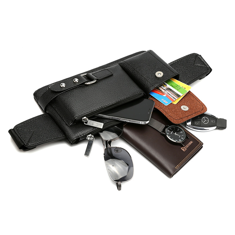 Waist Bag Men's Business Work Clothing Travel Crossbody Bag High-End Men's Shoulder Bag Convenient for Going Out Pu Waterproof Trendy Chest Bag