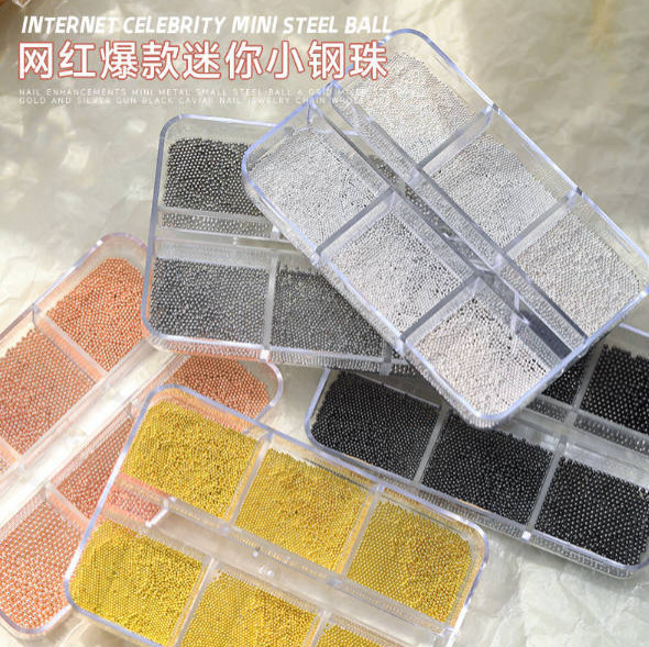 Japanese-Style Nail Art Accessories Mini Small Steel Beads Silver Gold Metal 6-Grid Mixed Sizes DIY Nail Decoration Japanese-Style Nail Art Accessories Mini Small Steel Beads Silver Gold Metal 6-Grid Mixed Sizes DIY Nail Decoration