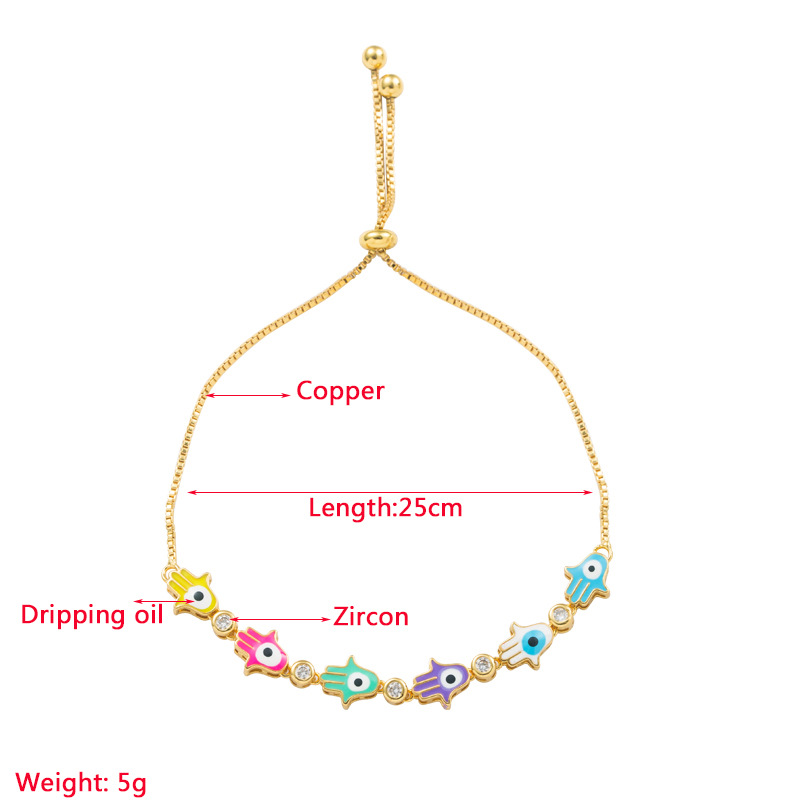 Fashion Palm Copper Bracelets Enamel Inlay Zircon Copper Bracelets