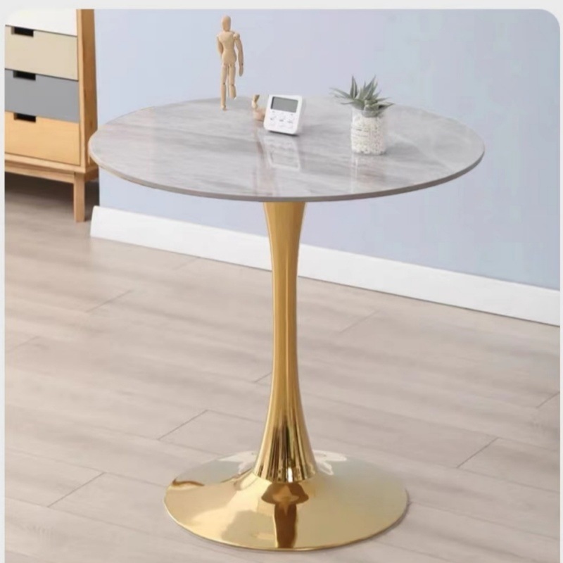 北欧轻奢岩圆桌阳台桌椅家用商务接待洽谈小圆桌子咖啡厅奶茶桌子 2