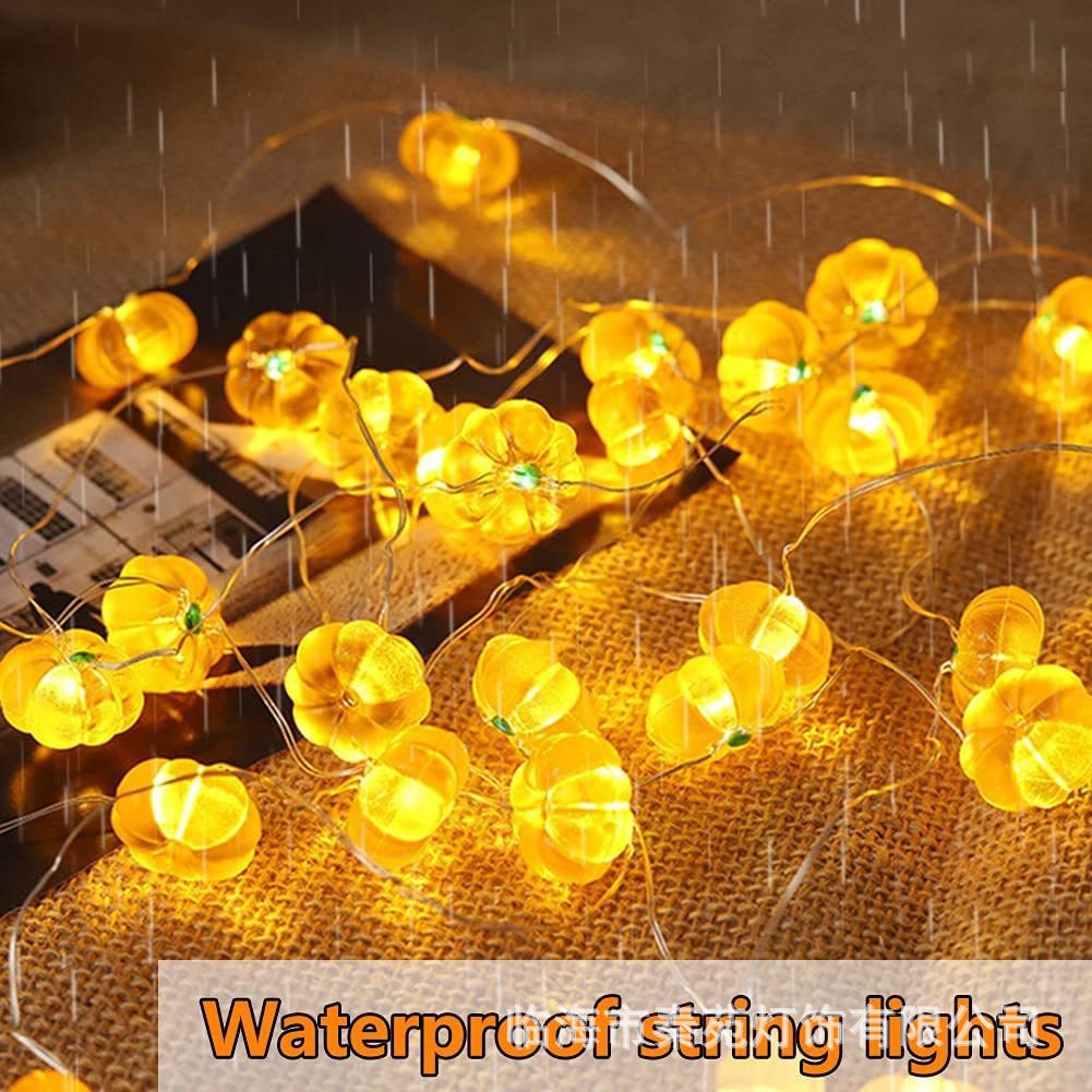 Guirnalda de Luces LED 3D con Forma de Calabaza para Halloween, Decoración de Interiores y Exteriores, Luces Decorativas para el Día de Acción de Gracias