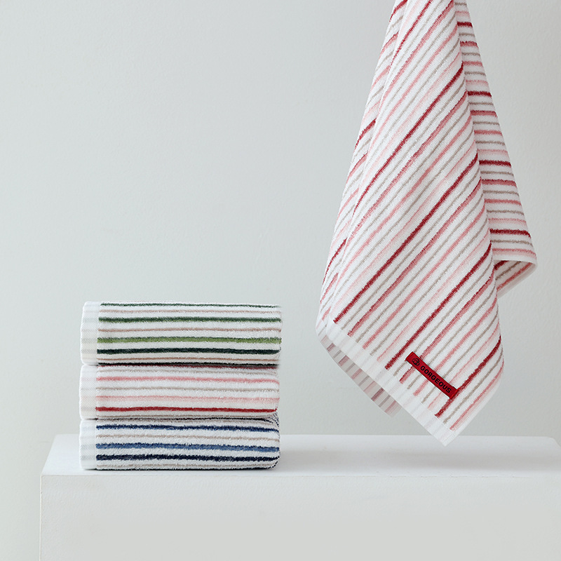 Jialiya 230254 Pure Cotton Towel Stripesd Adult Household Towel Pure Cotton Soft Thin Towel Wholesale