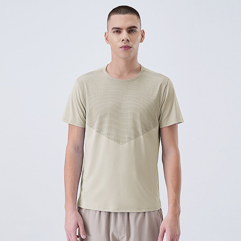 2025 nuevo estilo de seda de hielo sensación fresca camiseta de secado rápido para hombres que absorbe la humedad y transpirable primavera y verano deportes de manga corta fitness correr ropa de secado rápido